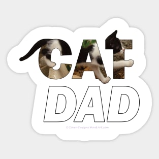 CAT DAD - black and white cat oil painting word art Sticker